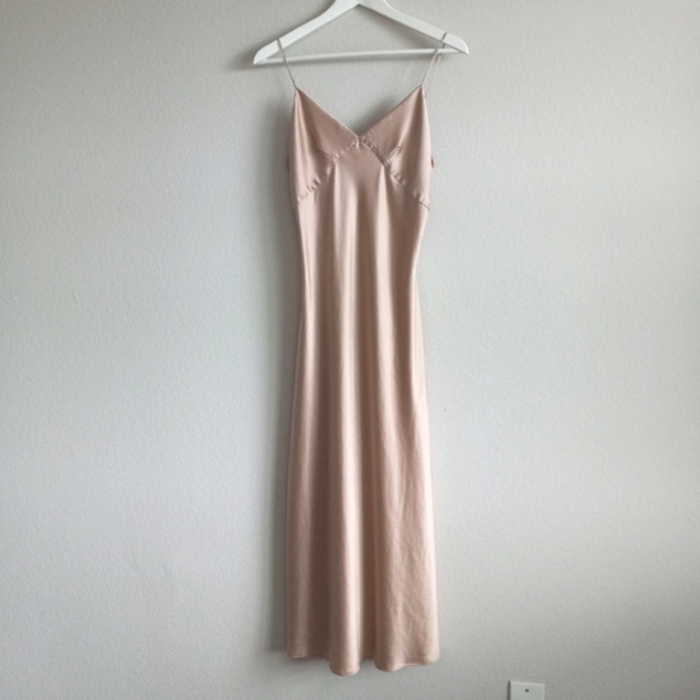 Silk Mason 100% Mulberry Silk Slip Midi Dress Desert Rose L - Picture 14 of 16